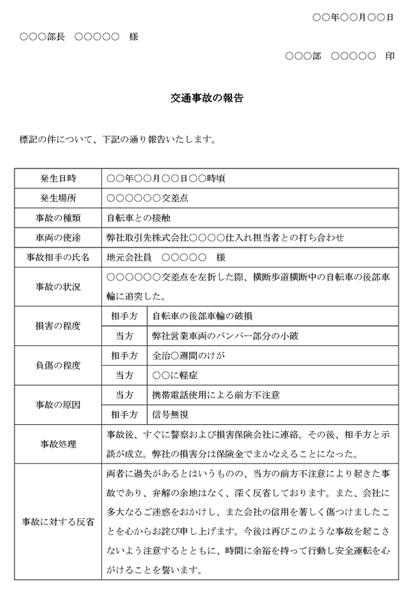 事故報告書の書き方 例文 書式の例文 書き方コラム Bizocean ビズオーシャン ジャーナル