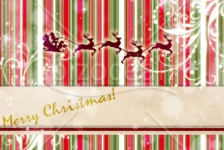 煌びやかなサンタシルエットのクリスマスカード